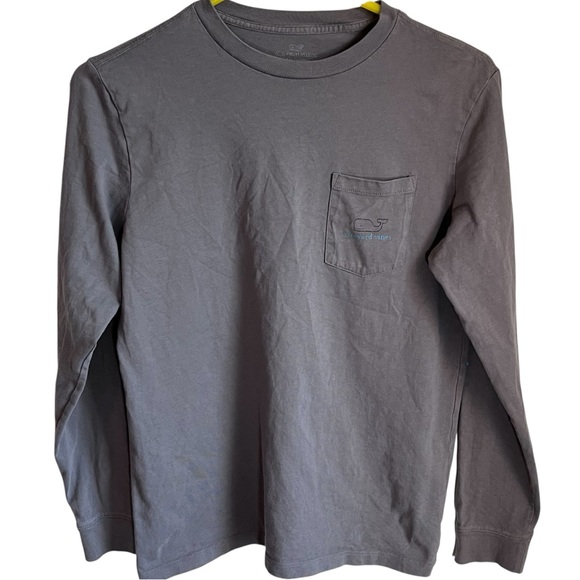 Vineyard Vines Gray Whale Graphic LS Tee Unisex Boys Size Large 16 GUC - Picture 2 of 7